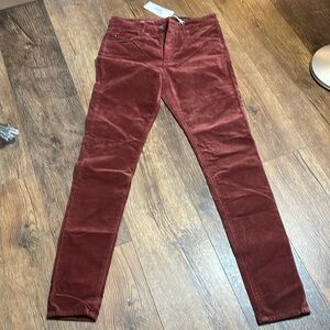 AG jeans, Farrah high-rise skinny size 29 color rust feel velvets in scene 30